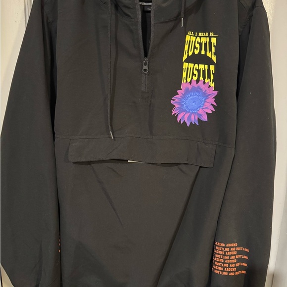 Brooklyn Cloth Black Windbreaker with Purple and Yellow Accents - Picture 3 of 7